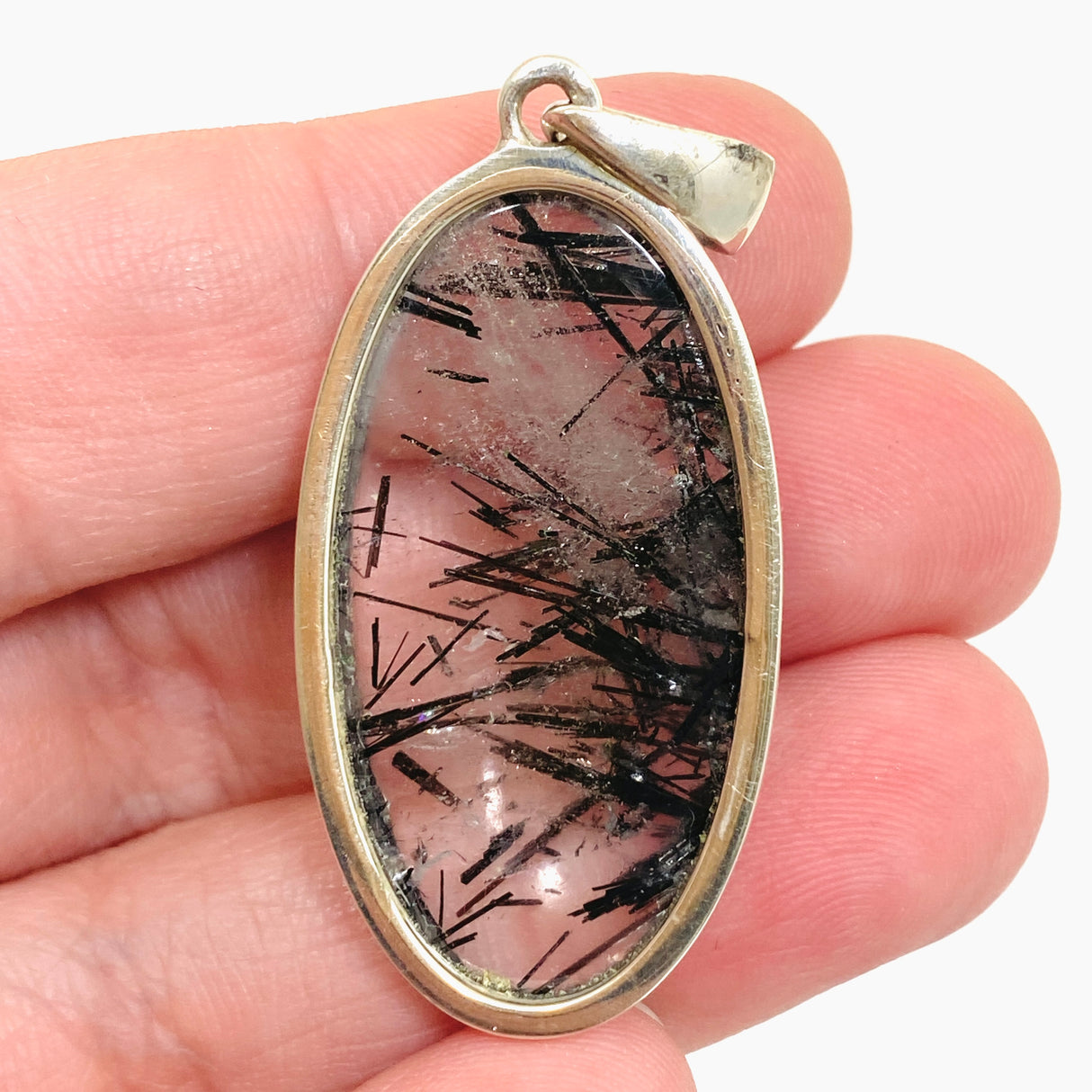 Tourmalinated Quartz Oval Cabochon Pendant PPGJ1074