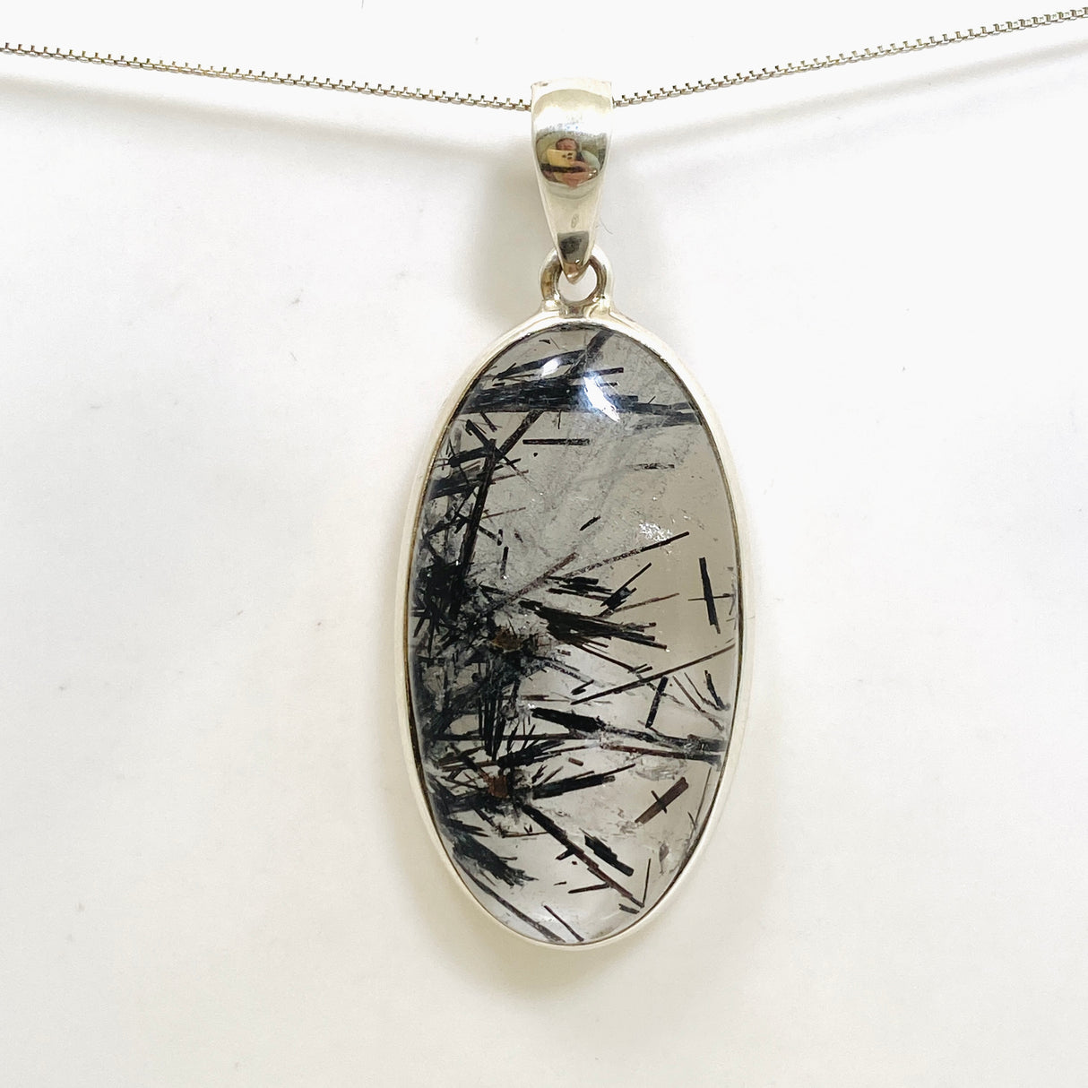 Tourmalinated Quartz Oval Cabochon Pendant PPGJ1074