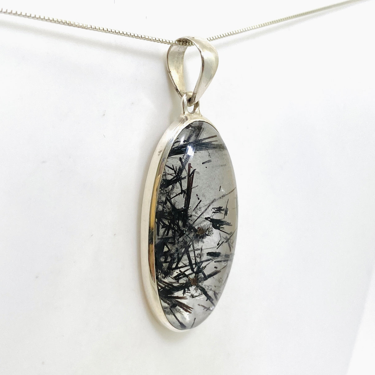 Tourmalinated Quartz Oval Cabochon Pendant PPGJ1074