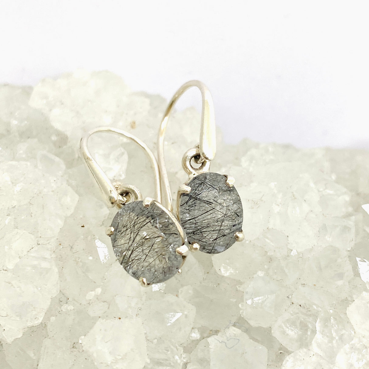 Tourmalinated Quartz Oval Faceted Earrings PEGJ328