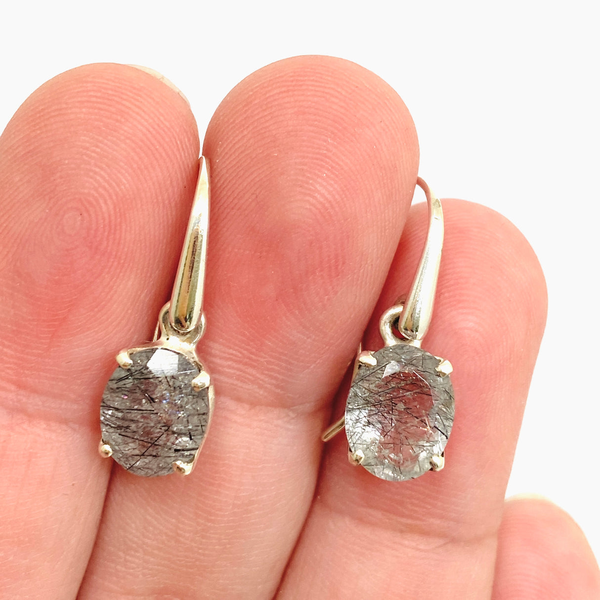 Tourmalinated Quartz Oval Faceted Earrings PEGJ328