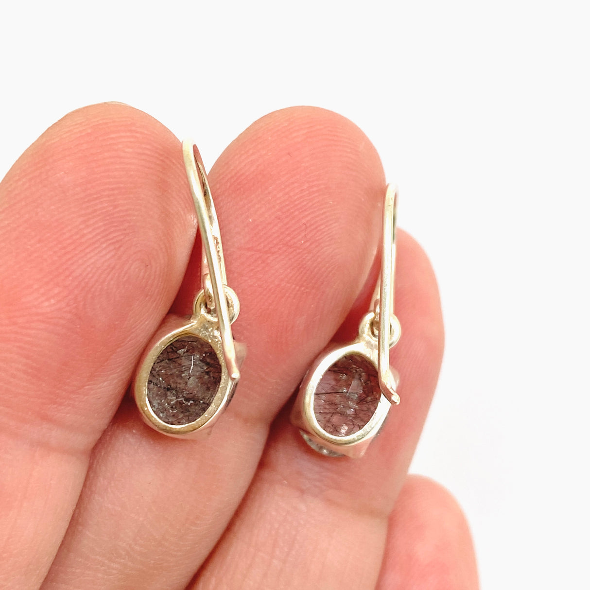Tourmalinated Quartz Oval Faceted Earrings PEGJ328