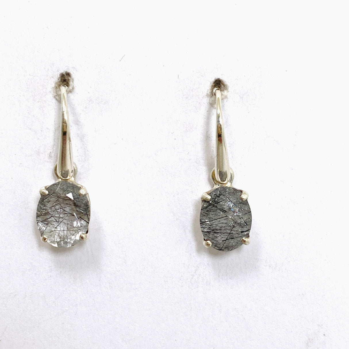 Tourmalinated Quartz Oval Faceted Earrings PEGJ328