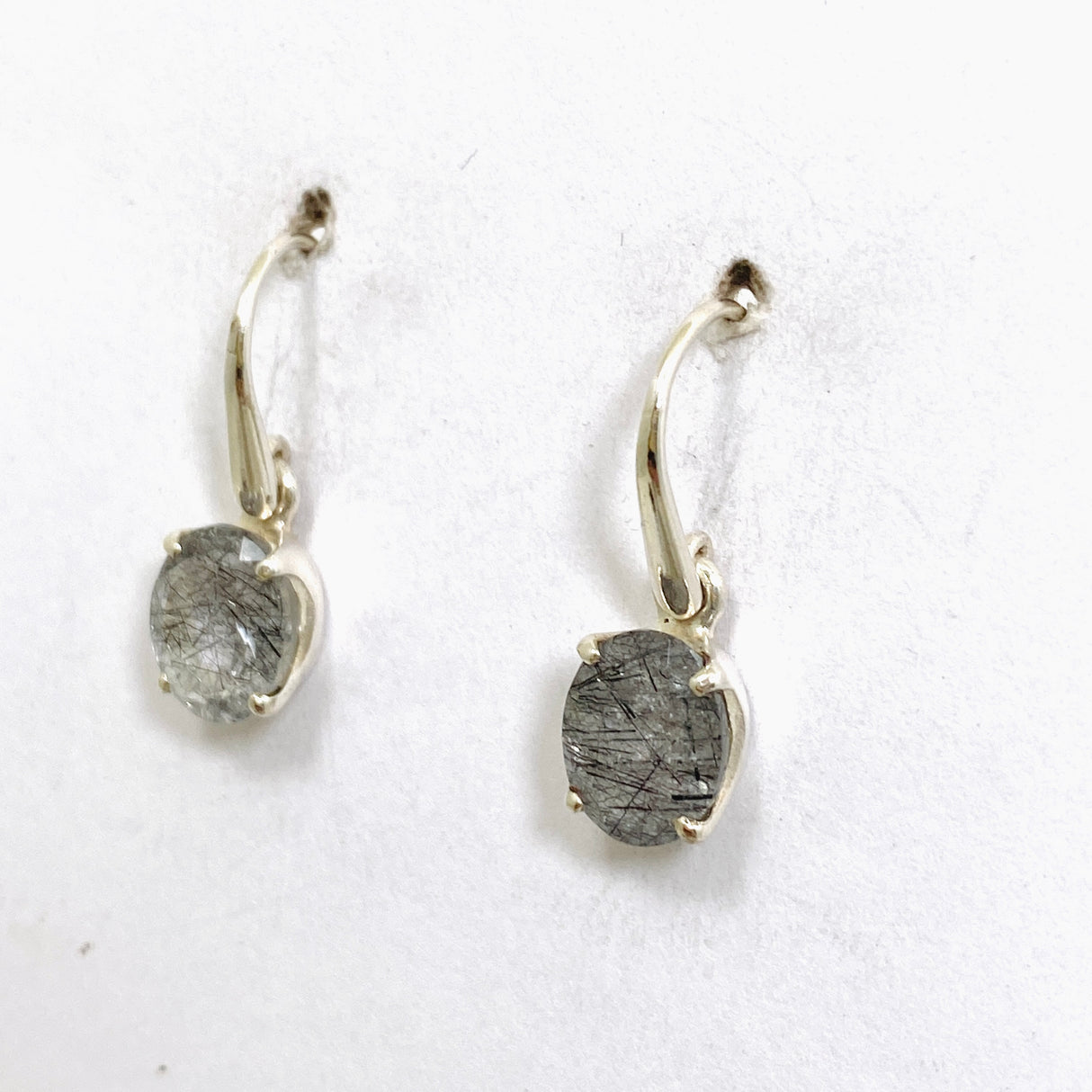 Tourmalinated Quartz Oval Faceted Earrings PEGJ328