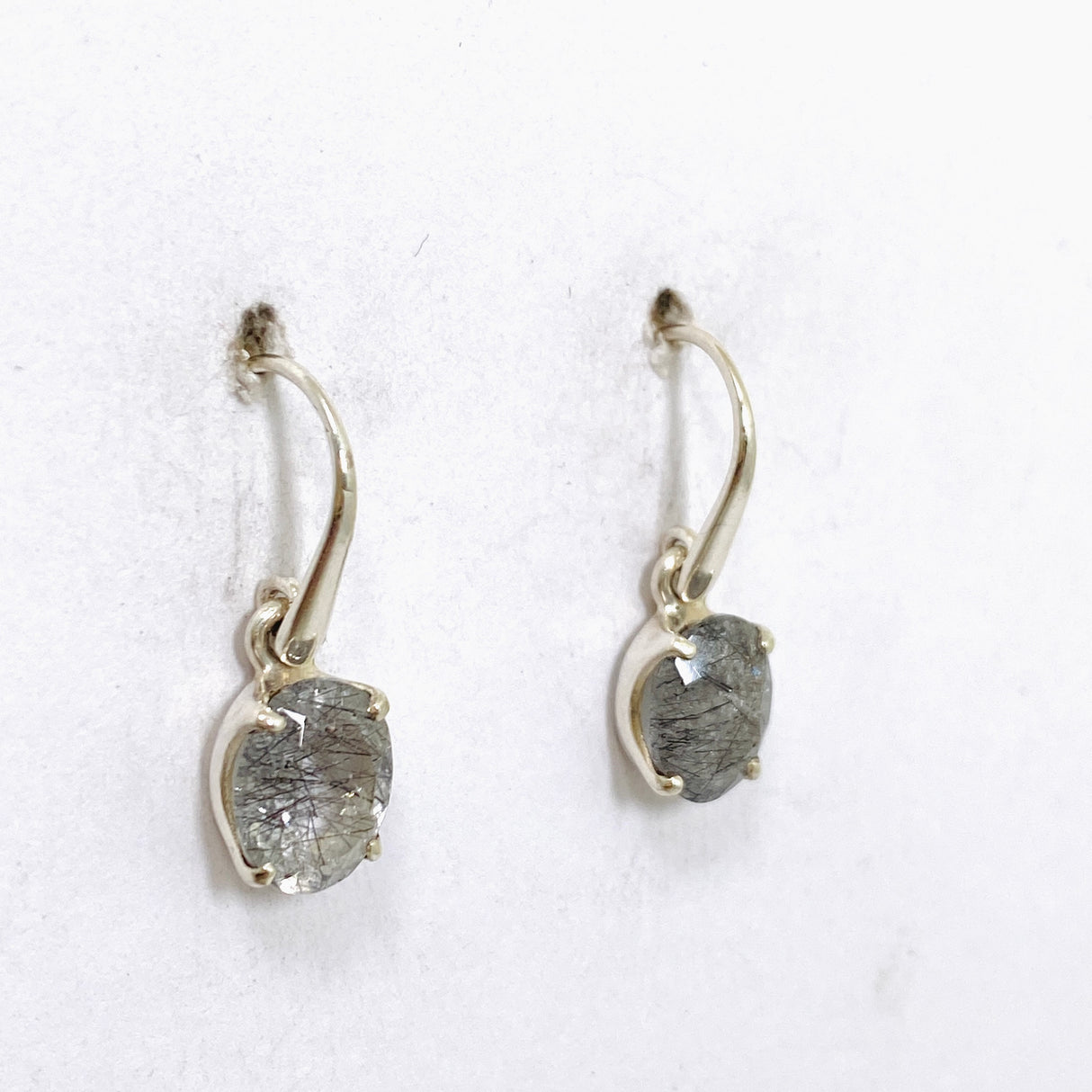 Tourmalinated Quartz Oval Faceted Earrings PEGJ328