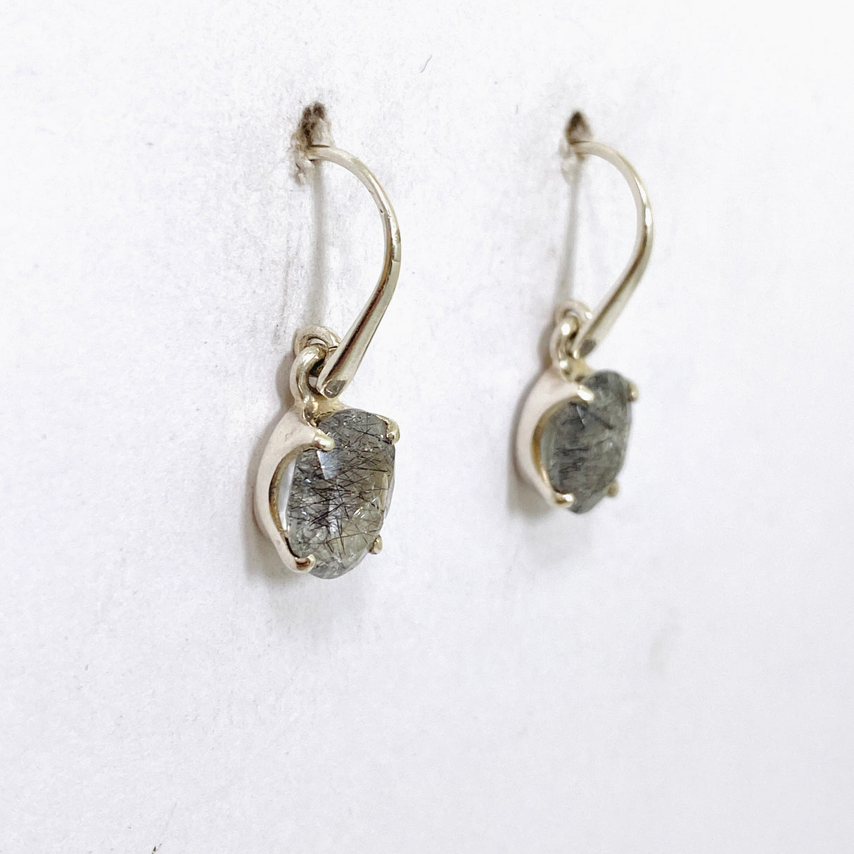 Tourmalinated Quartz Oval Faceted Earrings PEGJ328