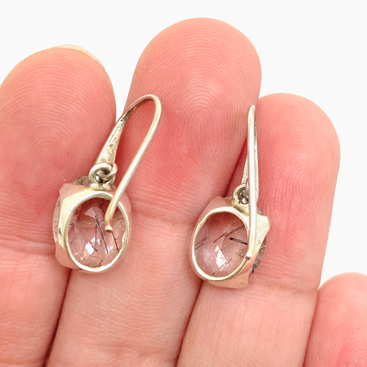 Tourmalinated Quartz Oval Faceted Earrings PEGJ329