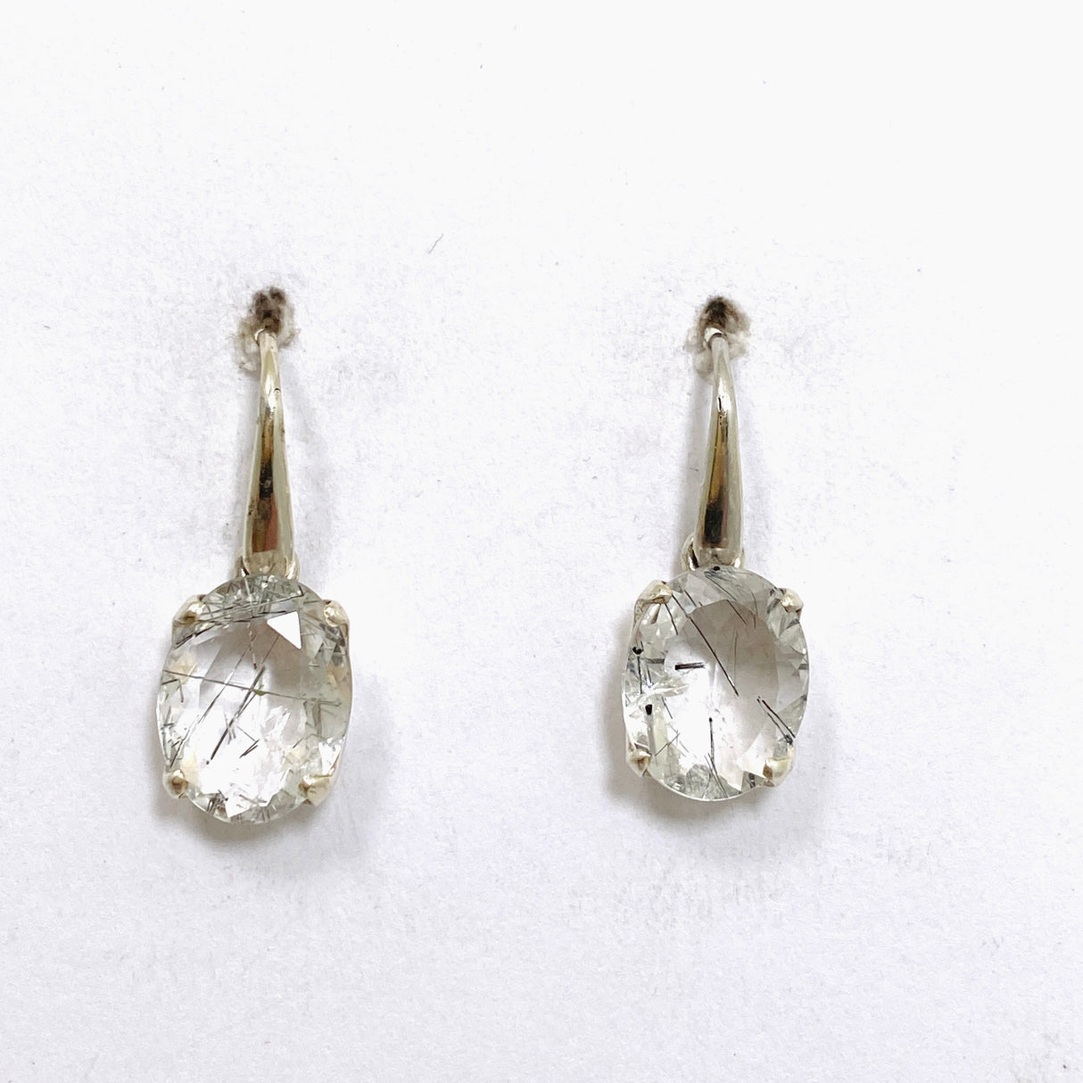 Tourmalinated Quartz Oval Faceted Earrings PEGJ329