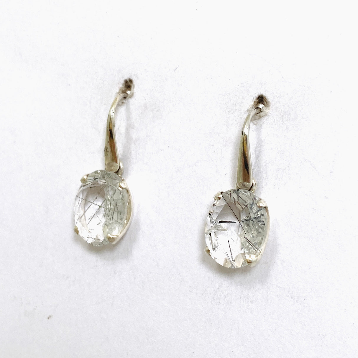 Tourmalinated Quartz Oval Faceted Earrings PEGJ329