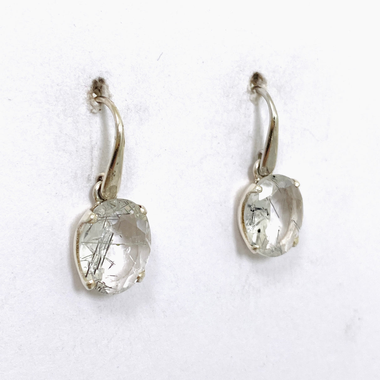 Tourmalinated Quartz Oval Faceted Earrings PEGJ329