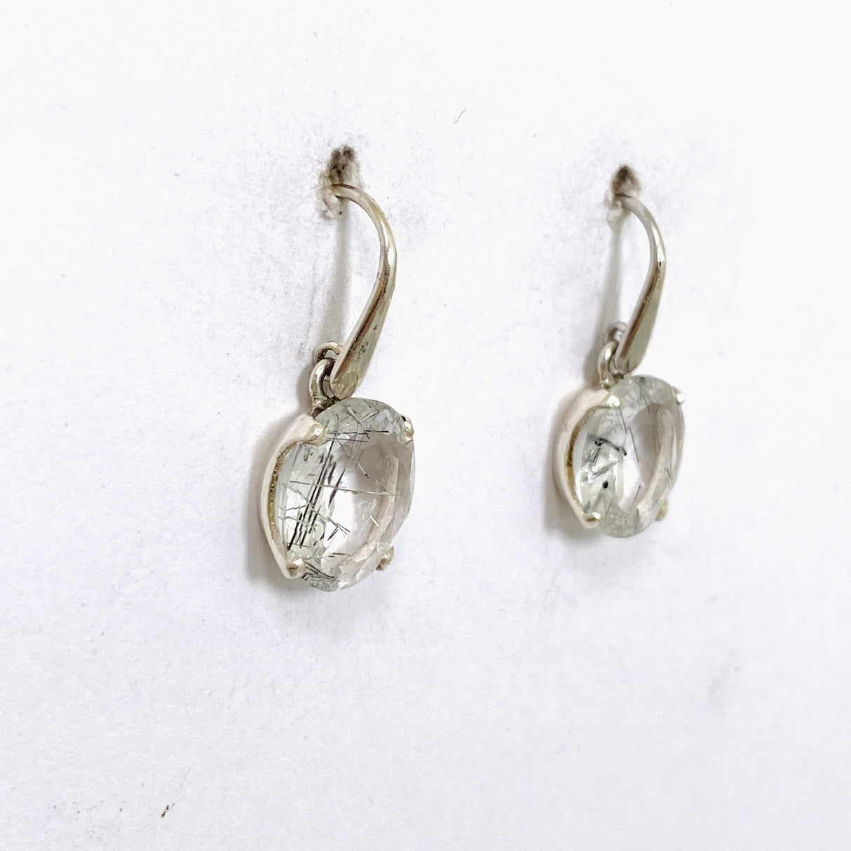 Tourmalinated Quartz Oval Faceted Earrings PEGJ329