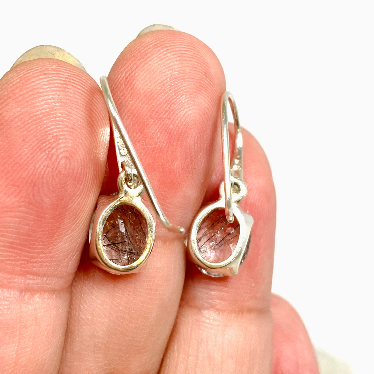 Tourmalinated Quartz Oval Faceted Earrings PEGJ386