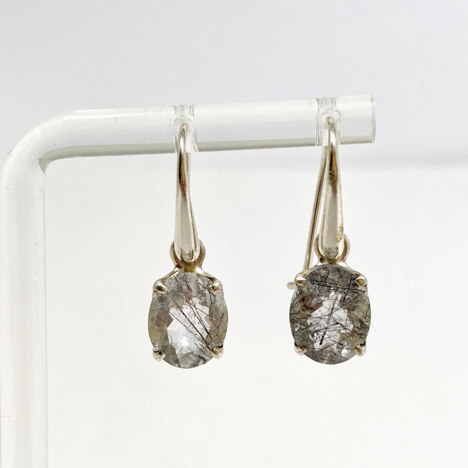 Tourmalinated Quartz Oval Faceted Earrings PEGJ386