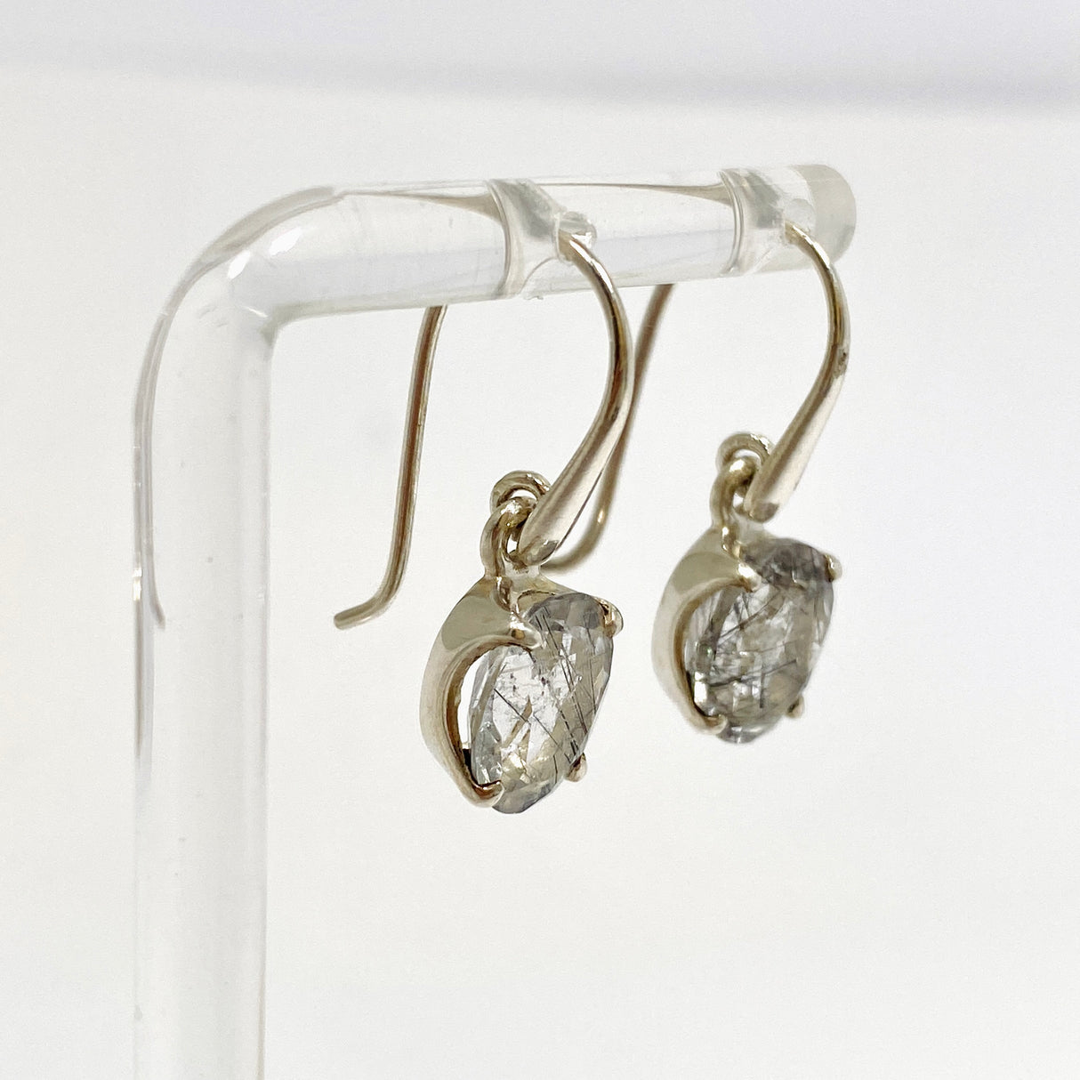 Tourmalinated Quartz Oval Faceted Earrings PEGJ386