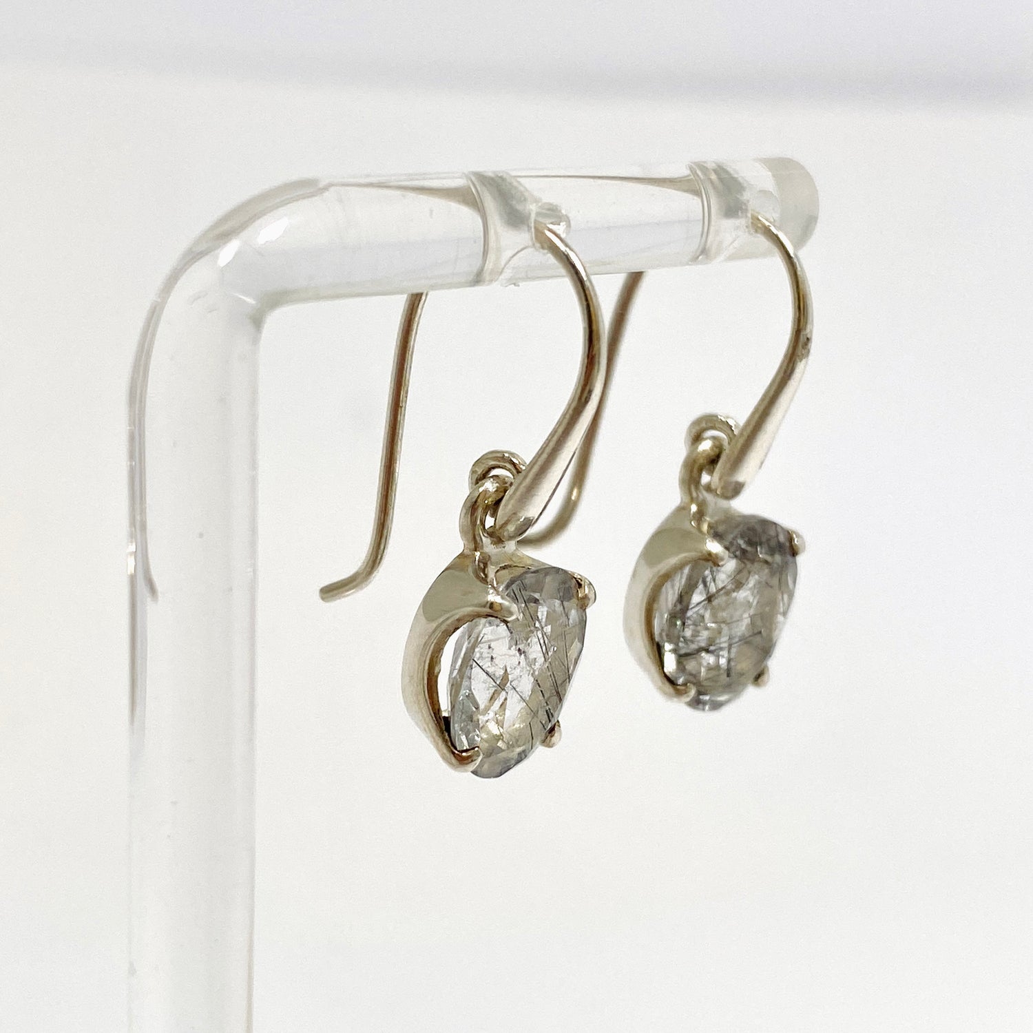 Tourmalinated Quartz Oval Faceted Earrings PEGJ386