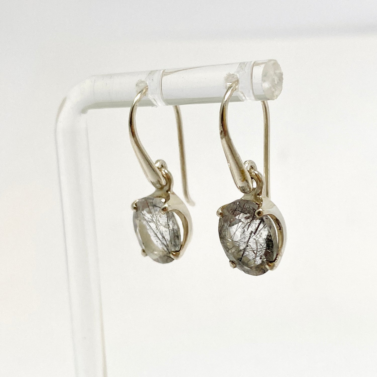 Tourmalinated Quartz Oval Faceted Earrings PEGJ386