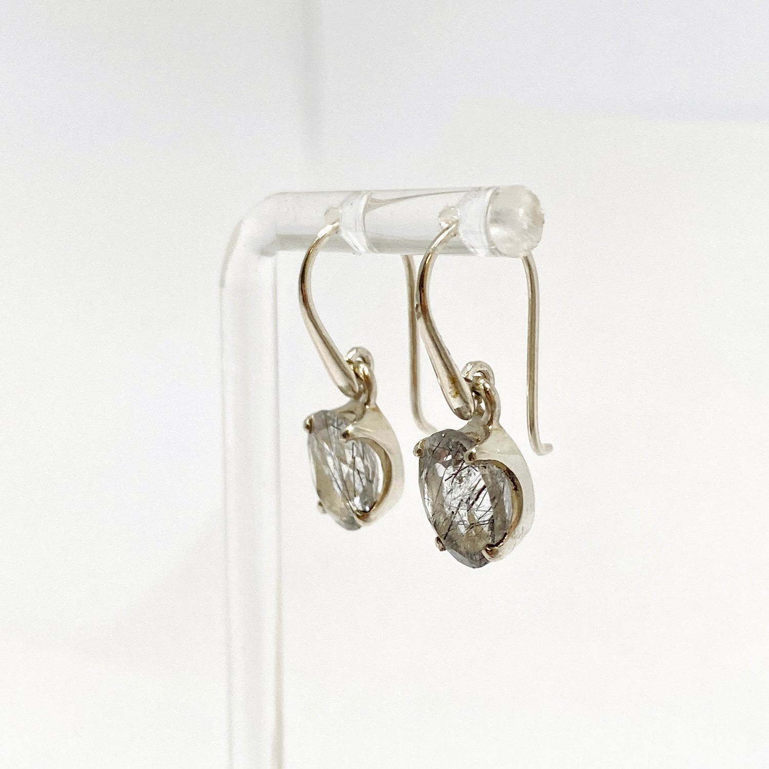 Tourmalinated Quartz Oval Faceted Earrings PEGJ386