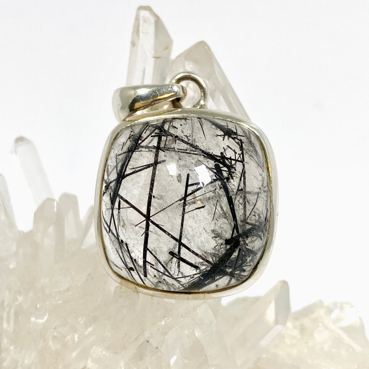 Tourmalinated Quartz Square Cabochon Pendant PPGJ1227