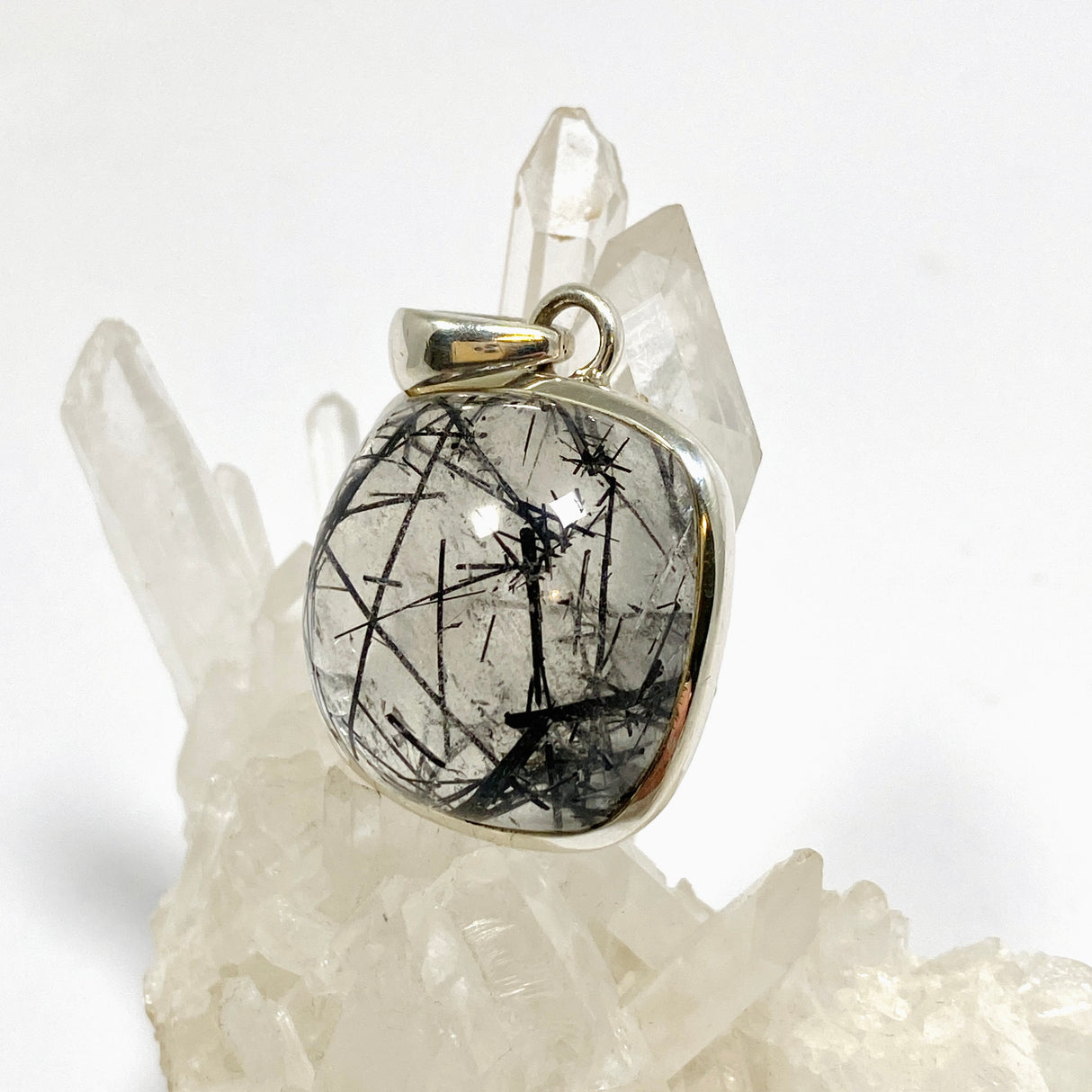 Tourmalinated Quartz Square Cabochon Pendant PPGJ1227