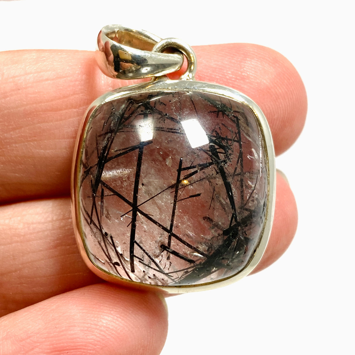 Tourmalinated Quartz Square Cabochon Pendant PPGJ1227