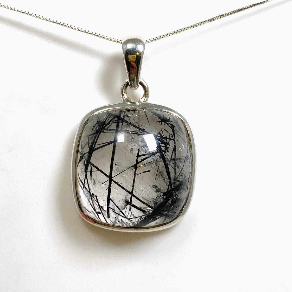 Tourmalinated Quartz Square Cabochon Pendant PPGJ1227