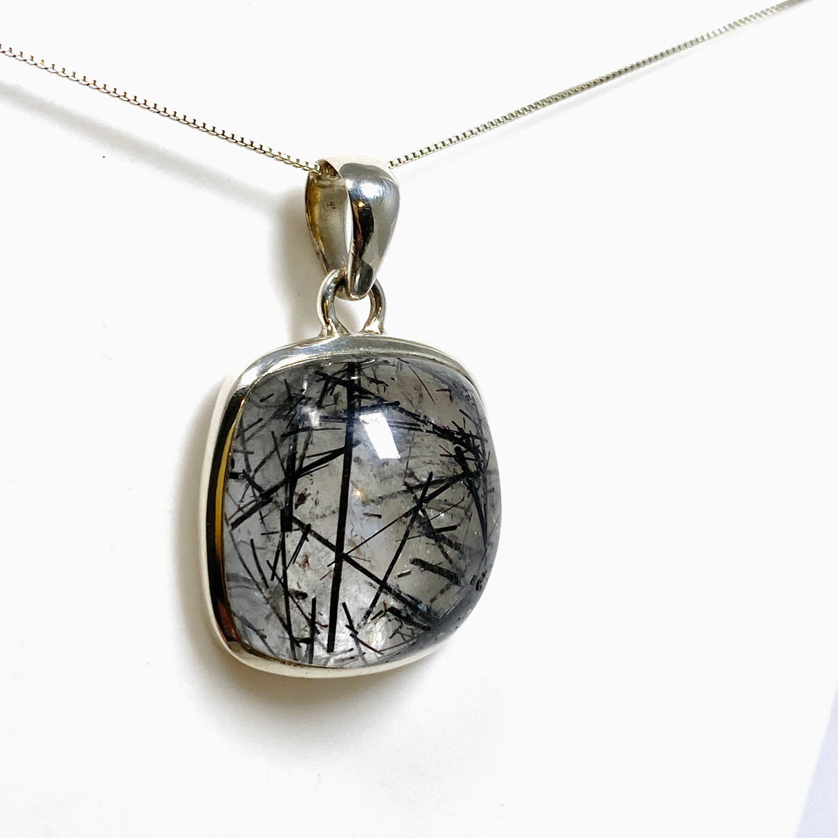 Tourmalinated Quartz Square Cabochon Pendant PPGJ1227