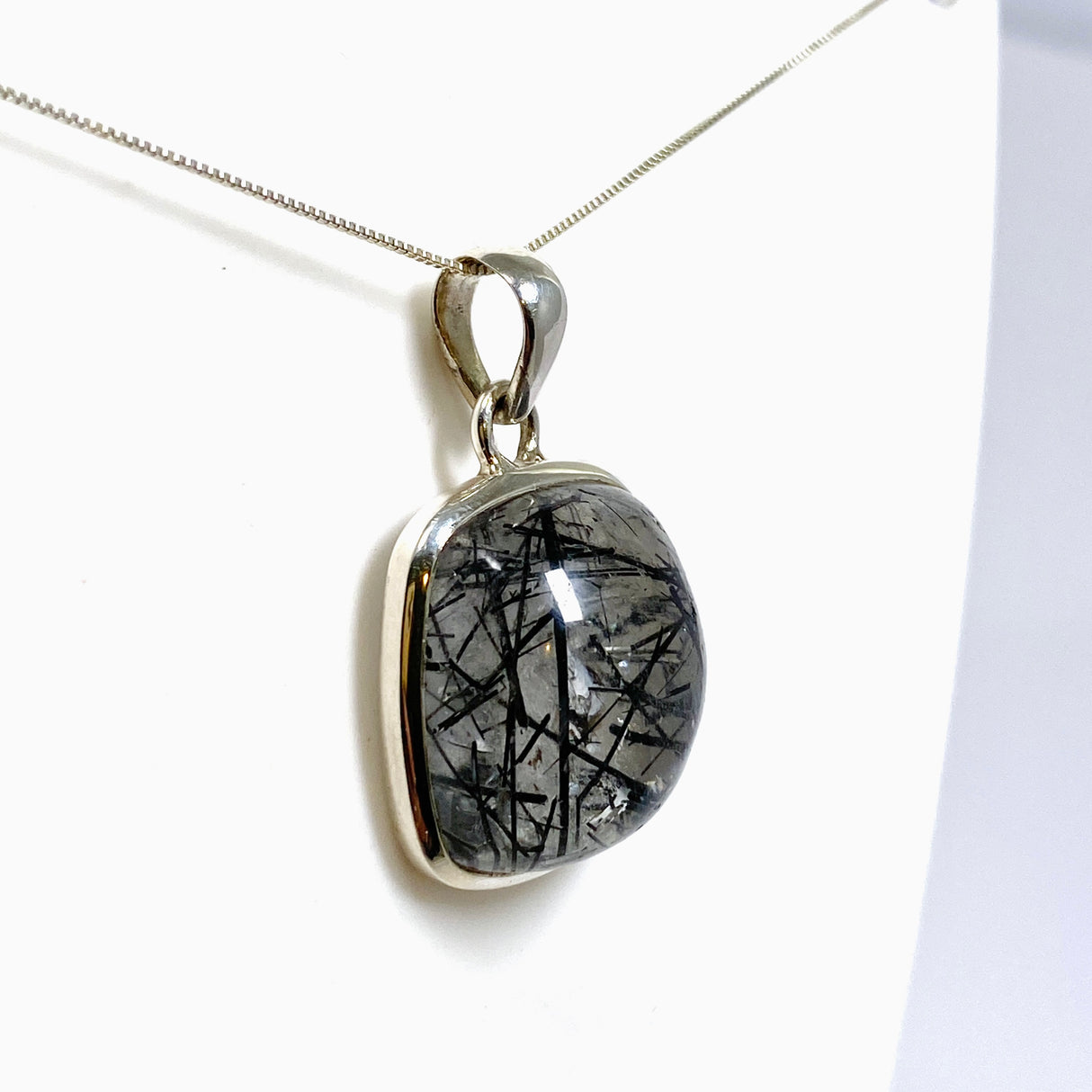 Tourmalinated Quartz Square Cabochon Pendant PPGJ1227