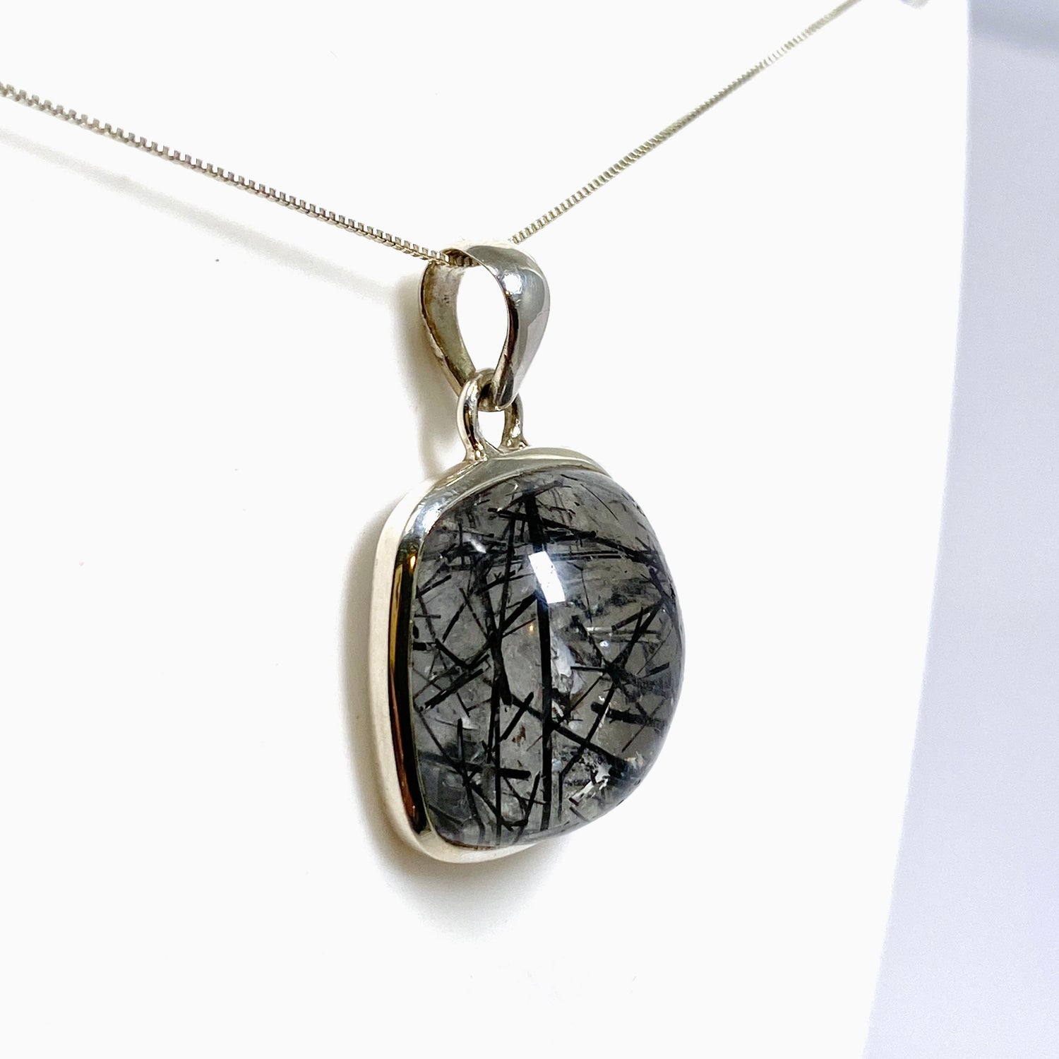 Tourmalinated Quartz Square Cabochon Pendant PPGJ1227