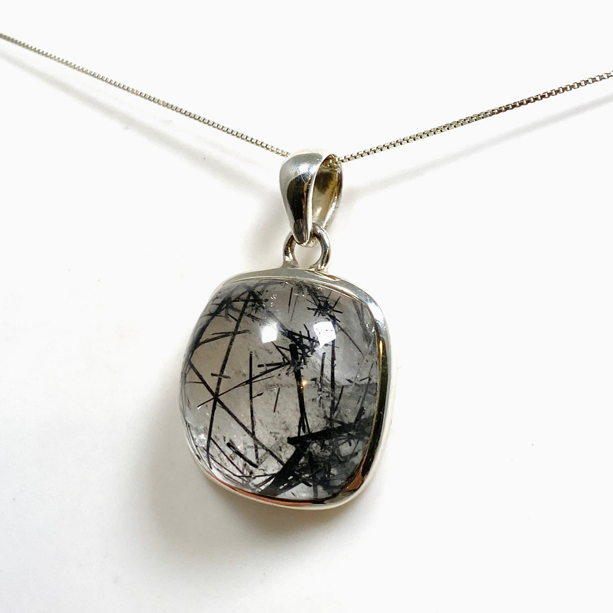 Tourmalinated Quartz Square Cabochon Pendant PPGJ1227