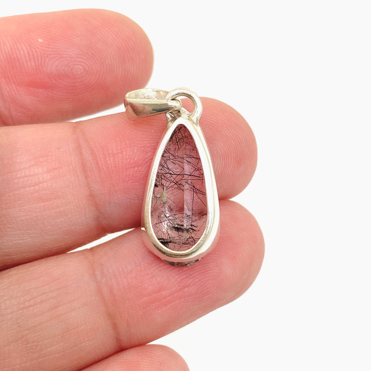 Tourmalinated Quartz Teardrop Faceted Pendant PPGJ1072