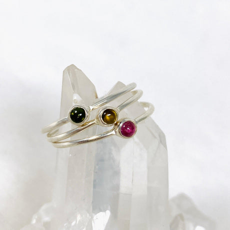 Tourmaline Round Fine Band Ring Set of 3 PRG361 - Nature's Magick