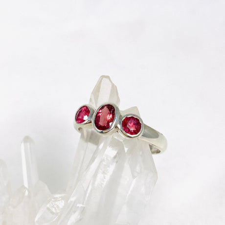Tourmaline Triple Stone Faceted Ring Size PRGJ310 - Nature's Magick
