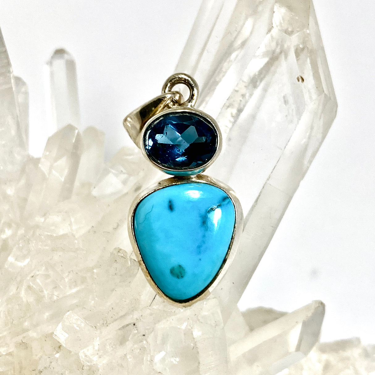 Turquoise (Arizona) and London Blue Topaz Multi-stone Pendant PPGJ1261