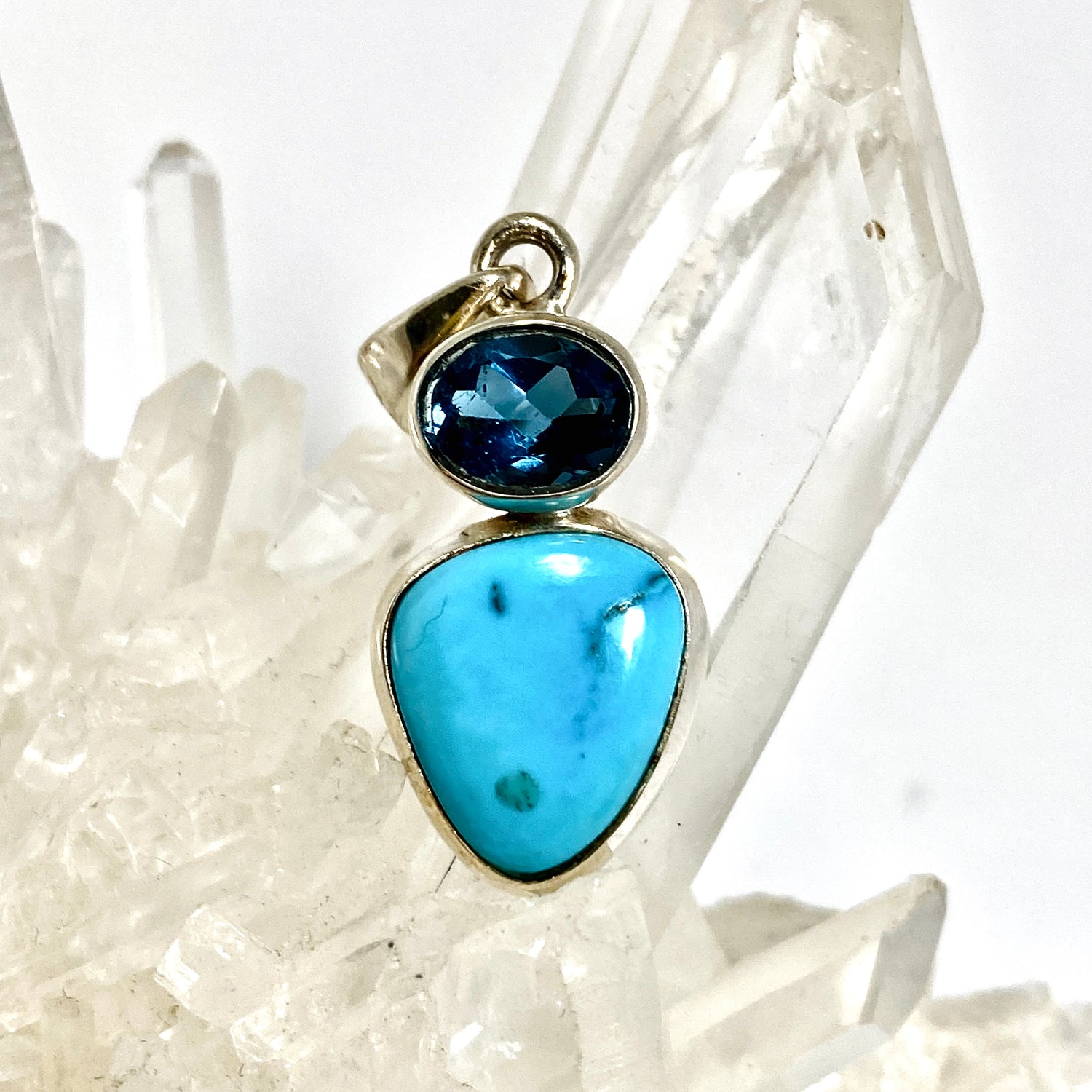 Turquoise (Arizona) and London Blue Topaz Multi-stone Pendant PPGJ1261