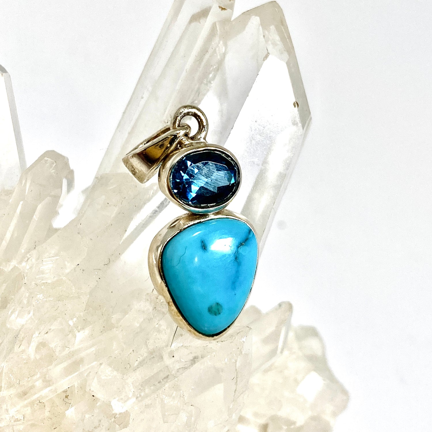 Turquoise (Arizona) and London Blue Topaz Multi-stone Pendant PPGJ1261