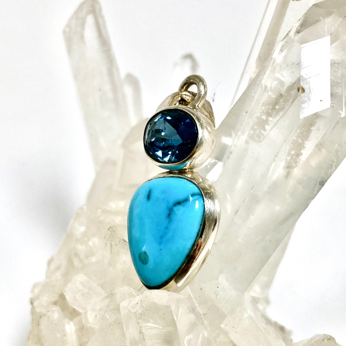 Turquoise (Arizona) and London Blue Topaz Multi-stone Pendant PPGJ1261