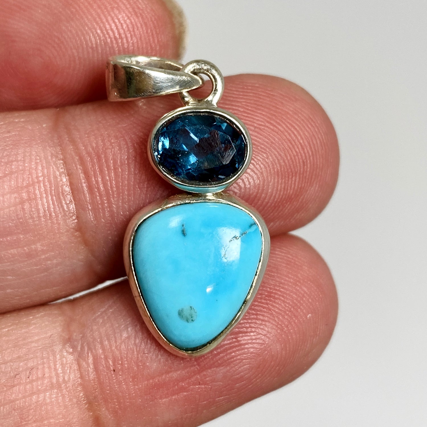 Turquoise (Arizona) and London Blue Topaz Multi-stone Pendant PPGJ1261