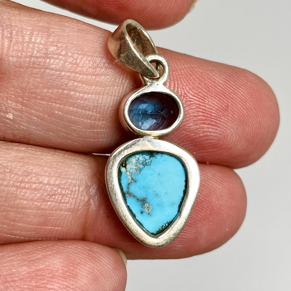 Turquoise (Arizona) and London Blue Topaz Multi-stone Pendant PPGJ1261