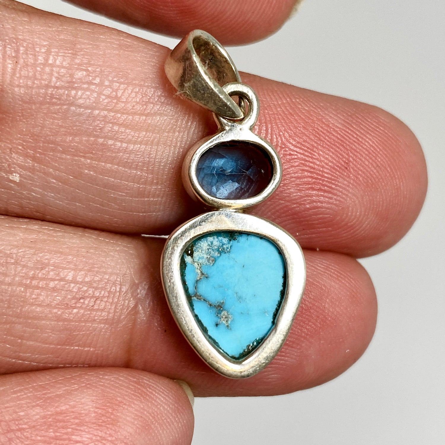 Turquoise (Arizona) and London Blue Topaz Multi-stone Pendant PPGJ1261