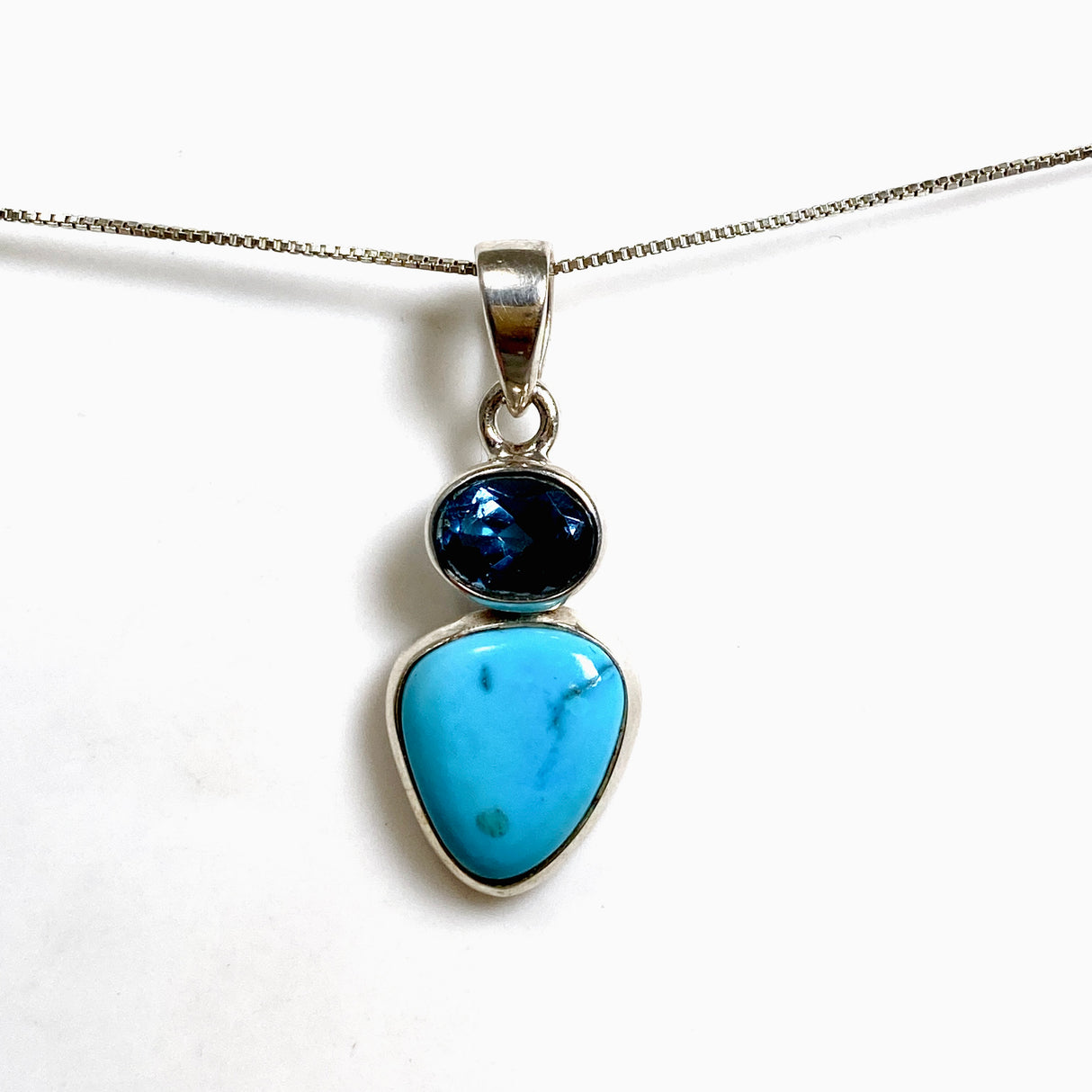 Turquoise (Arizona) and London Blue Topaz Multi-stone Pendant PPGJ1261