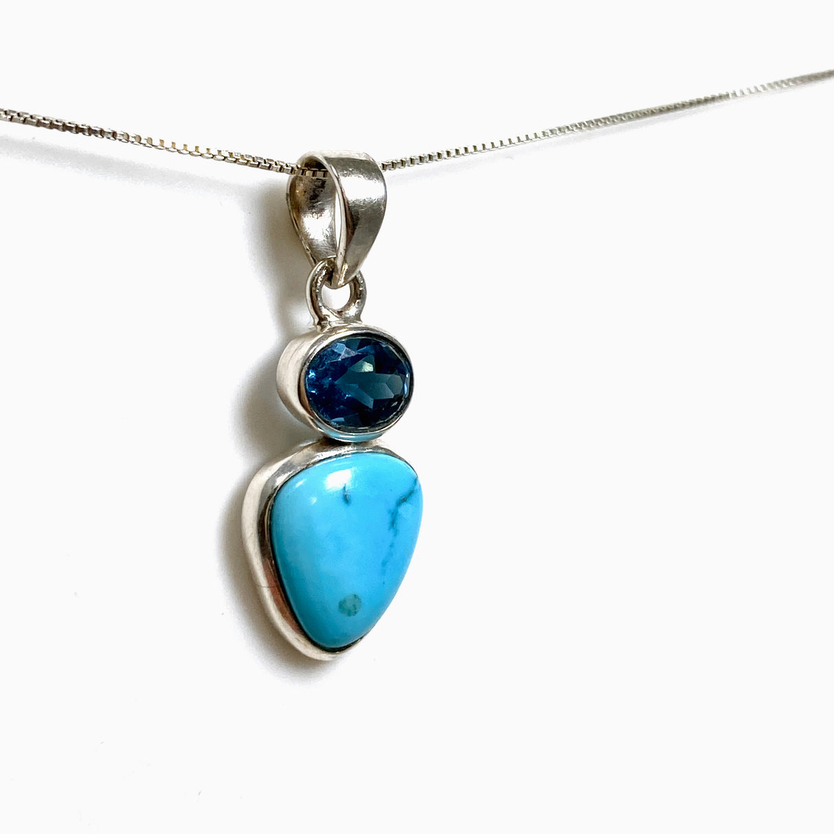 Turquoise (Arizona) and London Blue Topaz Multi-stone Pendant PPGJ1261