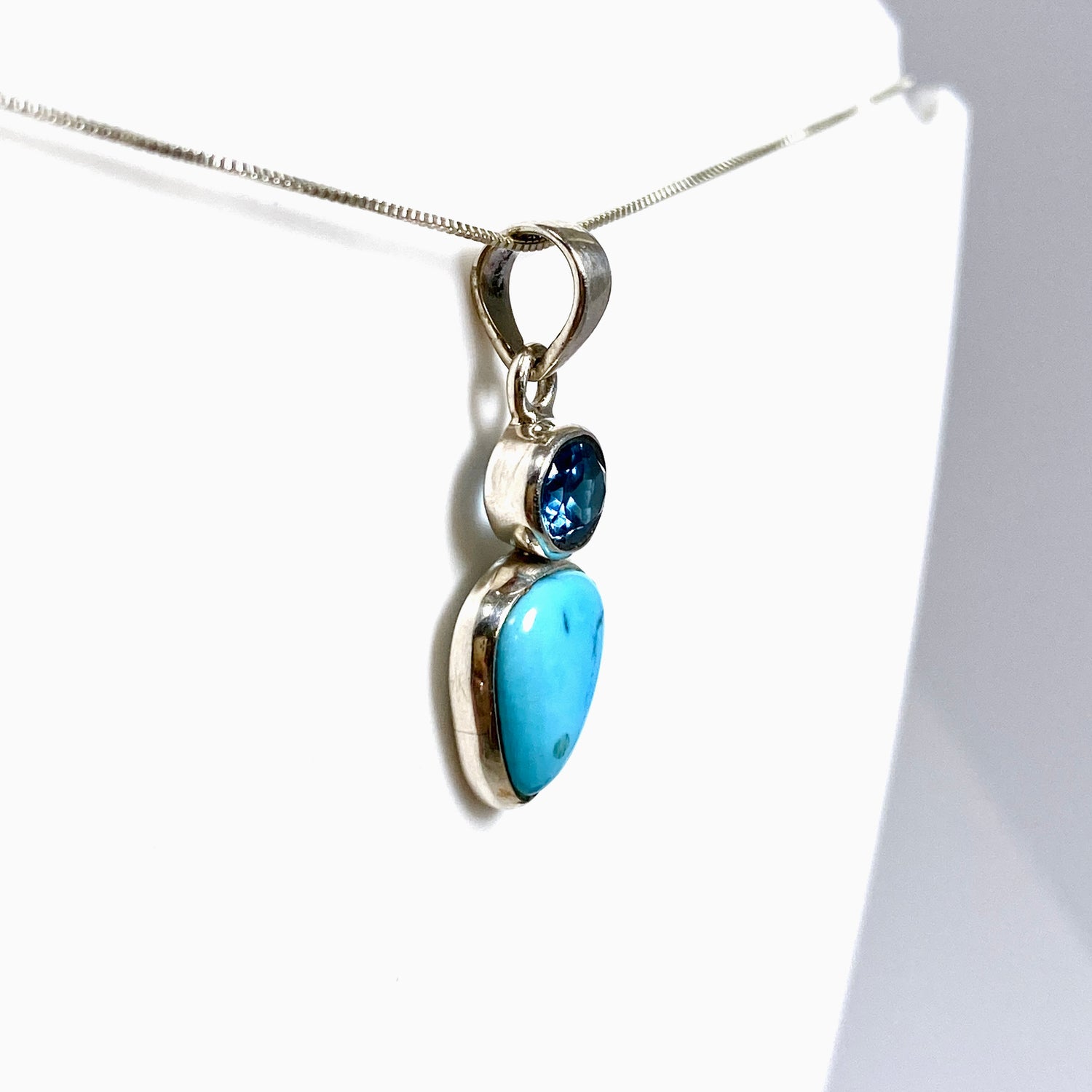 Turquoise (Arizona) and London Blue Topaz Multi-stone Pendant PPGJ1261