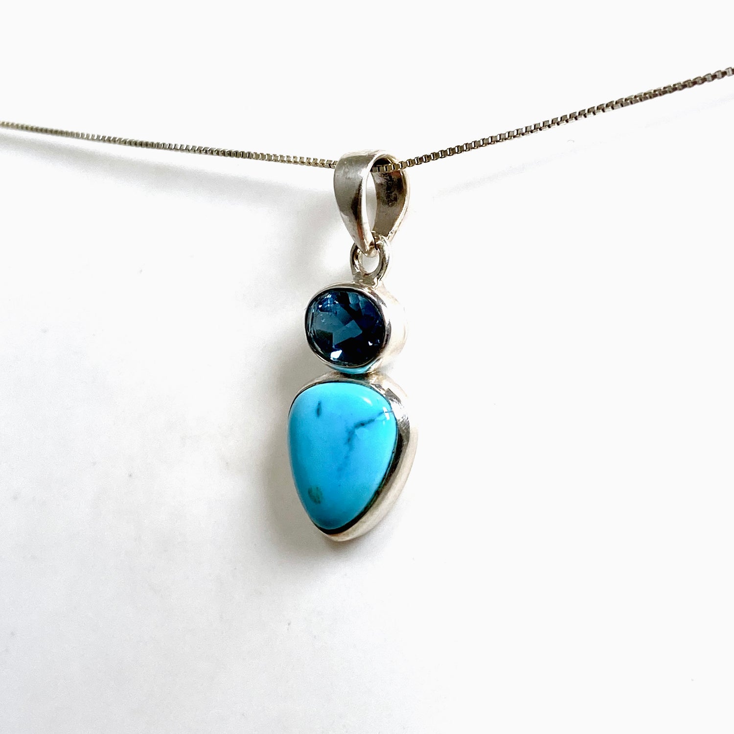 Turquoise (Arizona) and London Blue Topaz Multi-stone Pendant PPGJ1261