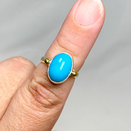 Turquoise Oval Ring with Brass Accents KRGJ3216 - Nature's Magick