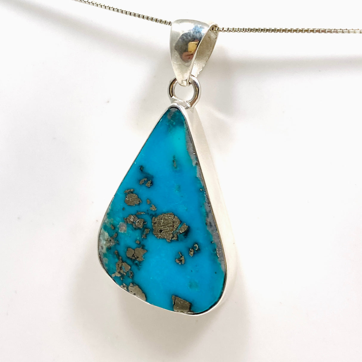 Turquoise with Pyrite Teardrop Cabochon Pendant KPGJ4866