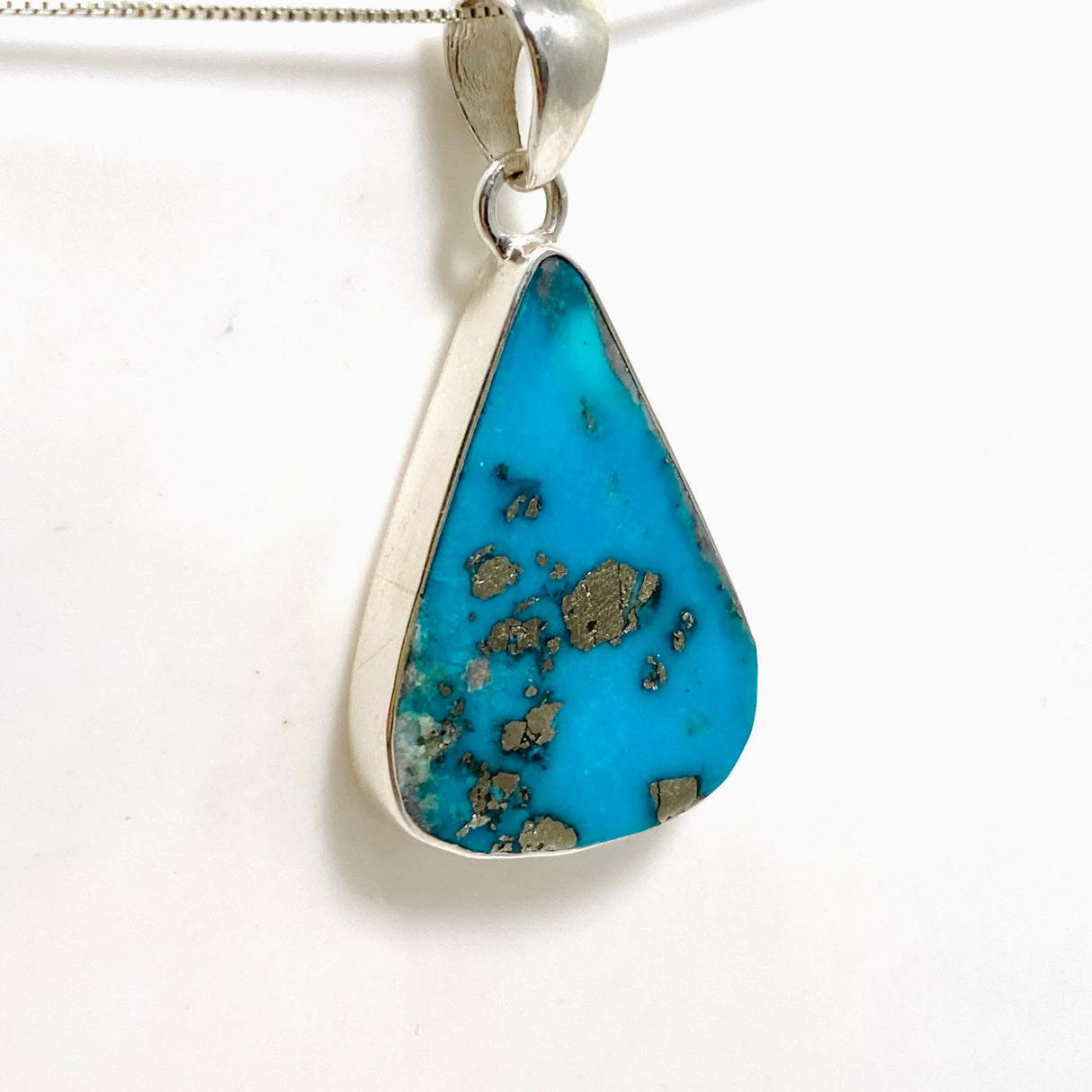 Turquoise with Pyrite Teardrop Cabochon Pendant KPGJ4866
