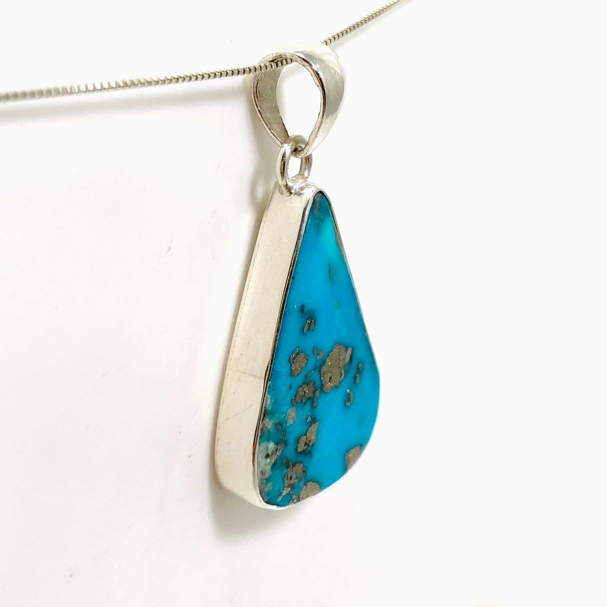 Turquoise with Pyrite Teardrop Cabochon Pendant KPGJ4866