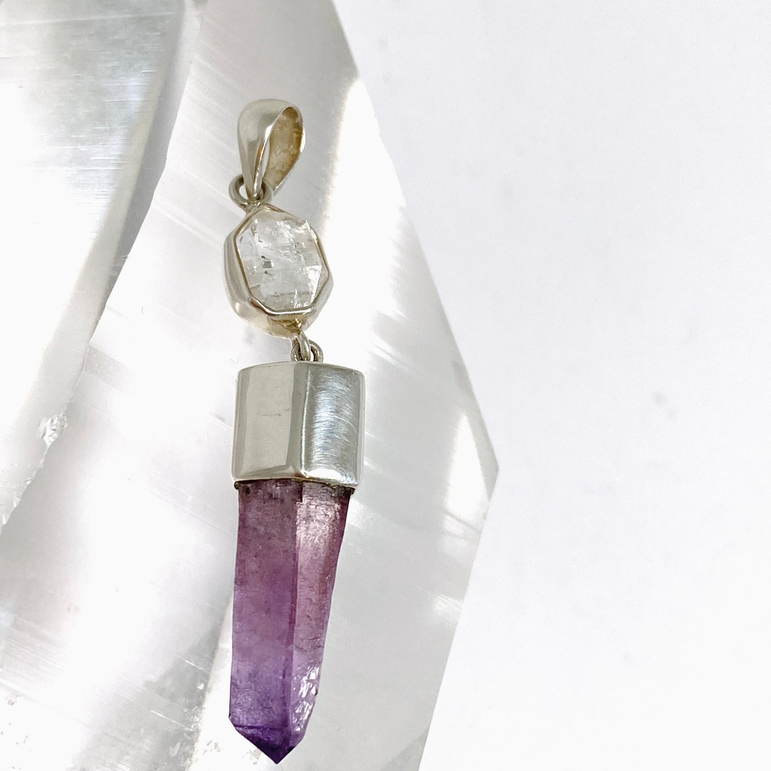 Vera Cruz Amethyst and Herkimer Diamond Pendant BTP-86