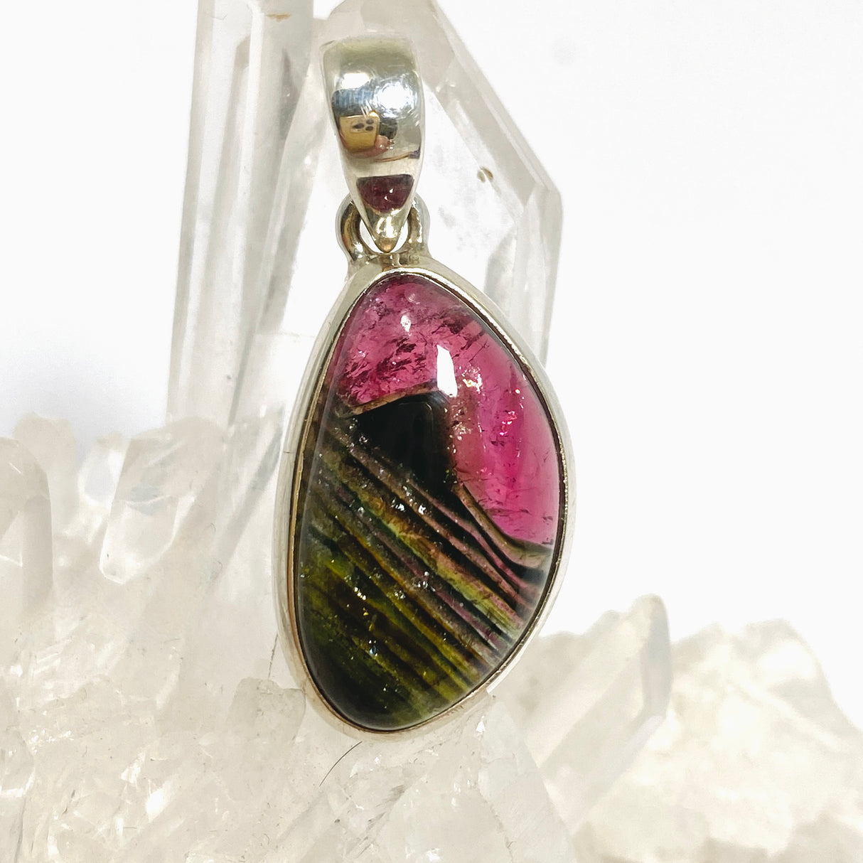 Watermelon Tourmaline Freeform Cabochon Pendant PPGJ1173