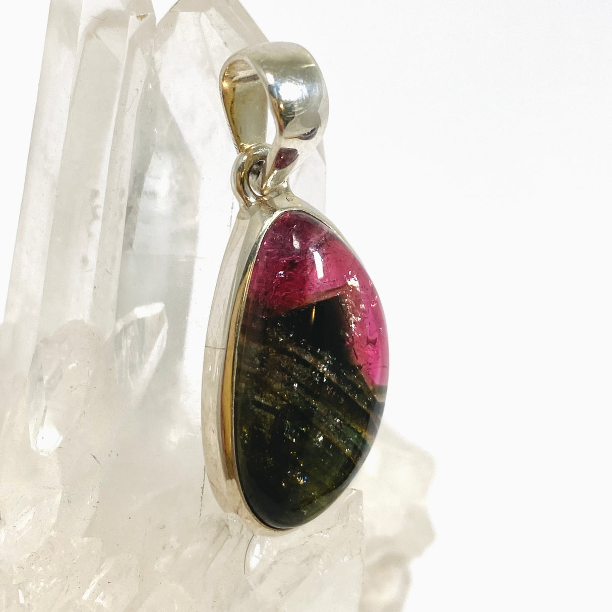 Watermelon Tourmaline Freeform Cabochon Pendant PPGJ1173